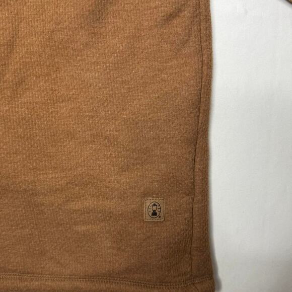 Coleman Sherpa Lined Henley Pullover L Brown Cotton Blend Fleece - Picture 3 of 5